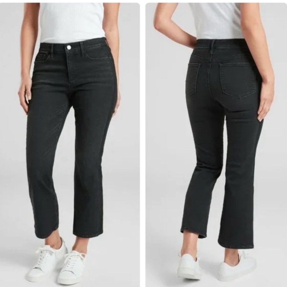 Athleta Sculptek High Rise Crop Kick Tuxedo Jean in Carbon Black Wash
